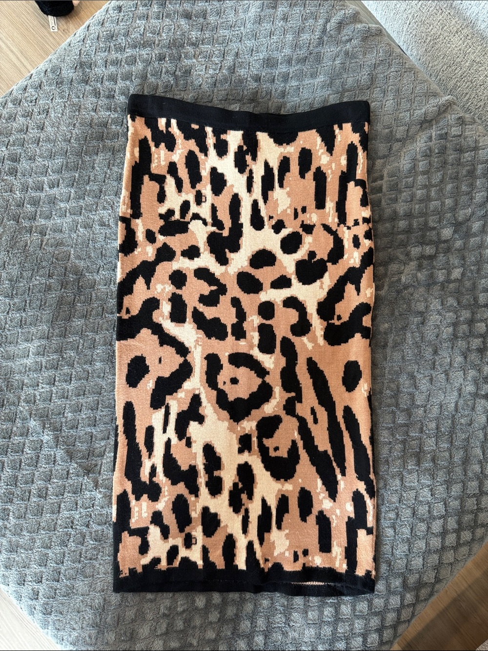 Say What? Leopard Print Knit Pencil Skirt - Black & Tan